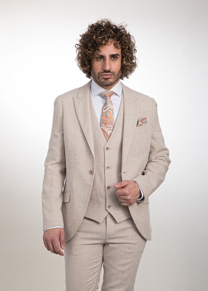 Traje tecnolino beige elegante para novio Palma - Lord Ton alta costura