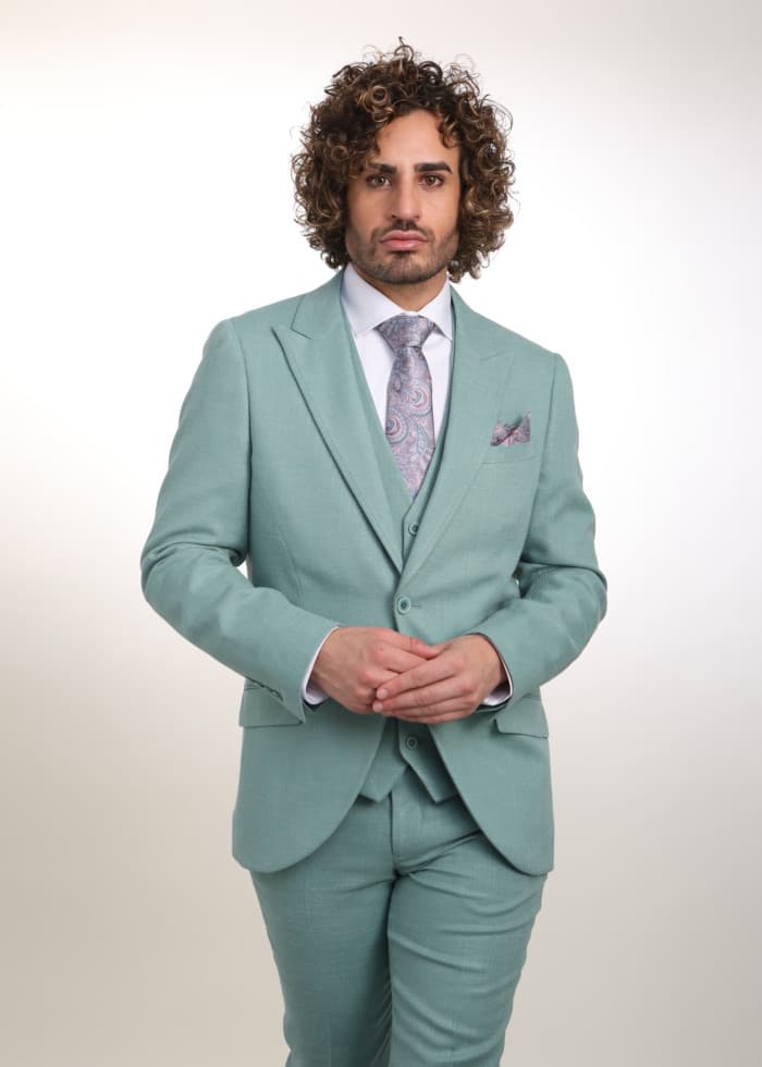 Traje verde claro elegante para novio Palma - Lord Ton alta costura