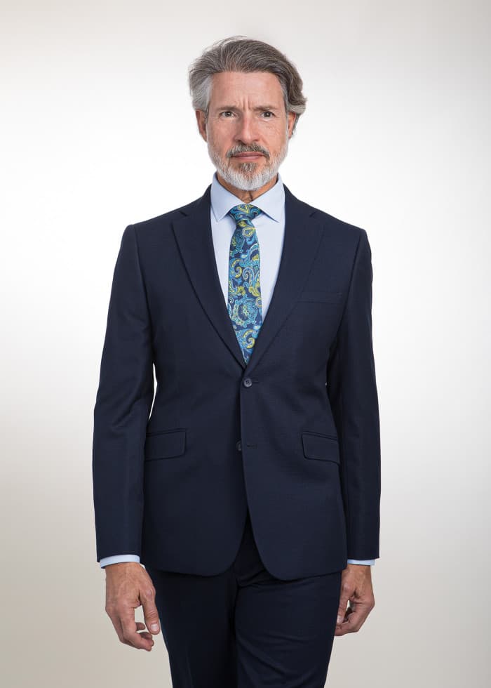 Traje azul solapa ancha para padrino Palma - Lord Ton estilo clásico