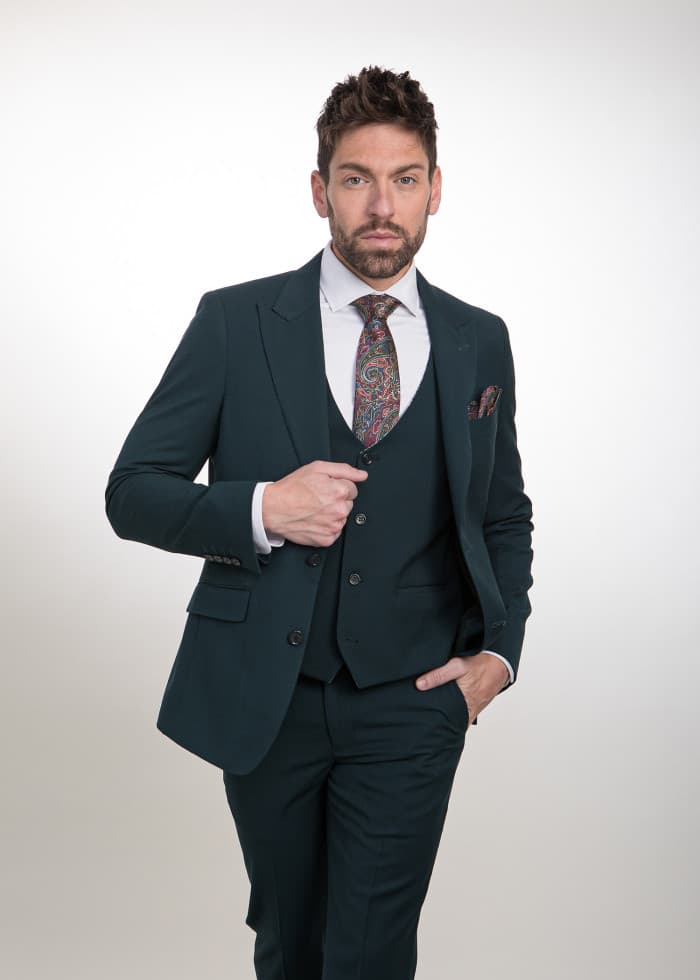 Traje azul marino con chaleco para padrino Palma - Lord Ton clásico