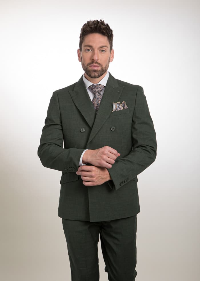 Traje cruzado verde moderno para padrino Palma - Lord Ton contemporáneo
